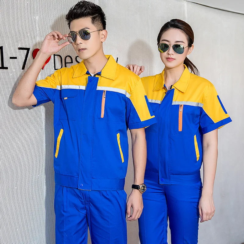 Ropa de trabajo de verano para hombres y mujeres, bata de trabajo reflectante, sección delgada, uniformes transpirables, servicio de taller de fábrica, reparación de automóviles