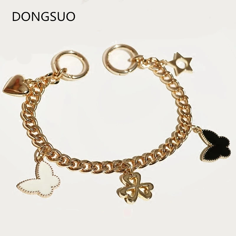 Designer chain strap handle flower charms gold metal chain handbag bag purse replacement Accessories Hardware high quality