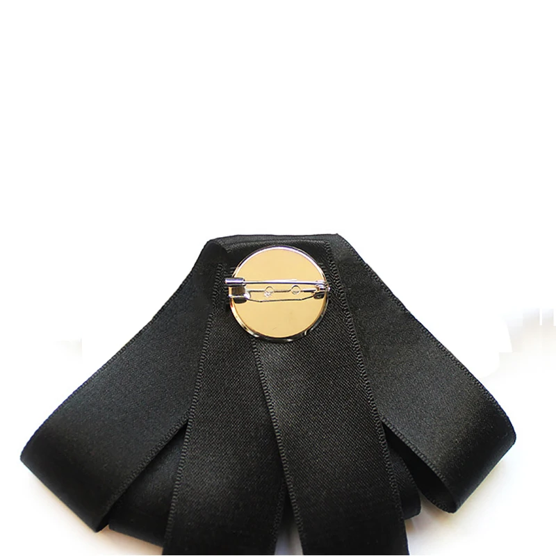 Hand-made Black Ribbon Bow Tie for Women Fashion Crystal Shirt Blouse Bowknot School student Shirt Business Clothing Accessories