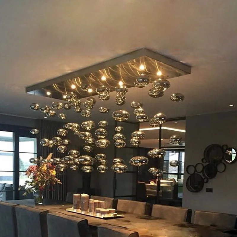 Modern Chrome Pendant Lamps LED Bubble Lighting Murano Glass Light Fixture LED Lustre