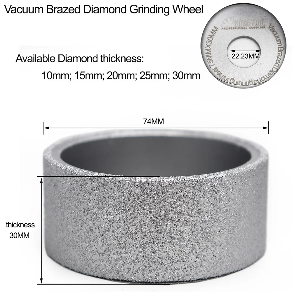 SHDIATOOL Dia75mmX30mm Hand-held Grinding Wheel Vacuum Brazed Diamond Flat Grinding Wheel Profile Wheel For Artificial Stone