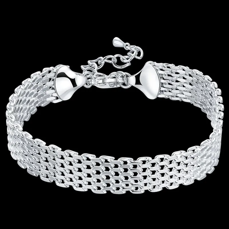 Nieuwe Mode Hoge Kwaliteit Sieraden 925 Sterling Zilver Prachtige Mesh Armband Voor Vrouw Bruiloft Verloving Sieraden Feest Geschenken