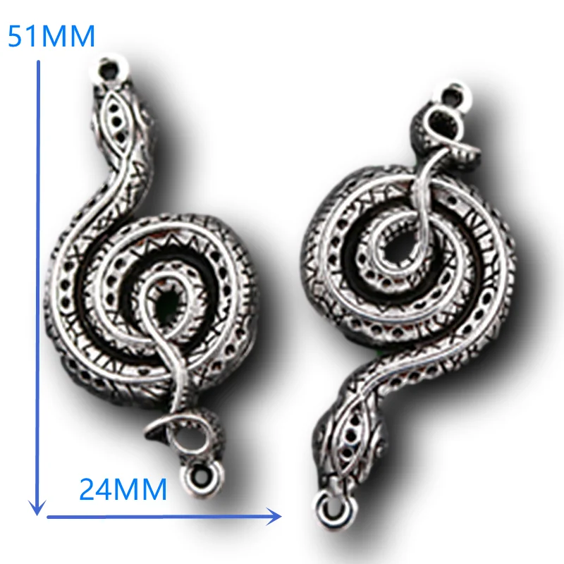 5pcs Silver Plated Rattlesnake Connectors Punk Necklace Bracelet Metal Accessories DIY Charms Jewelry Making 51 * 24 mm A494