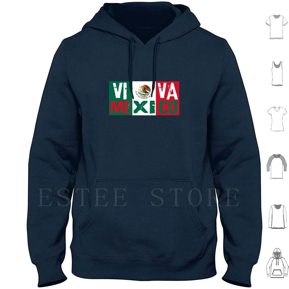 Viva México Sudaderas con capucha Manga larga México Español Viva México Hot Peppers Tacos Sur de la frontera Mules Vida de trabajadores