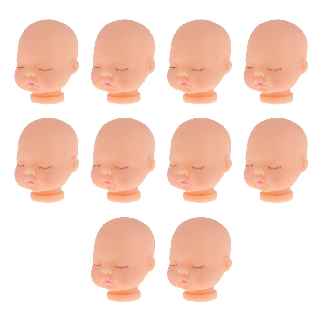 10pcs Sleeping Baby Doll Head Sculpt Without Hair Wig For Mini Keychain Baby