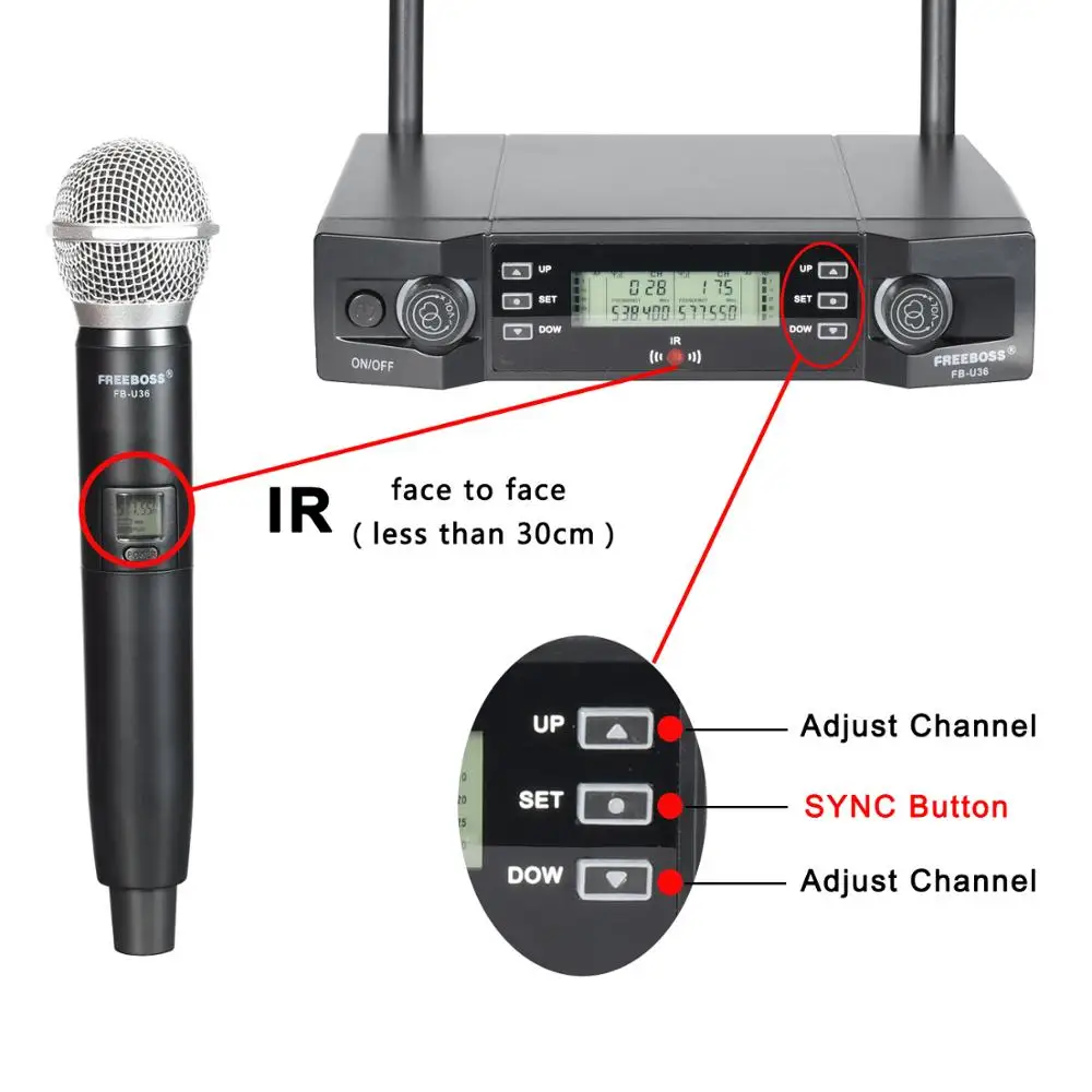 ميكروفون لاسلكي FREEBOSS 2 طريقة قابل للتعديل تردد يده ميكروفون لاسلكي للحزب كاريوكي FB-U36