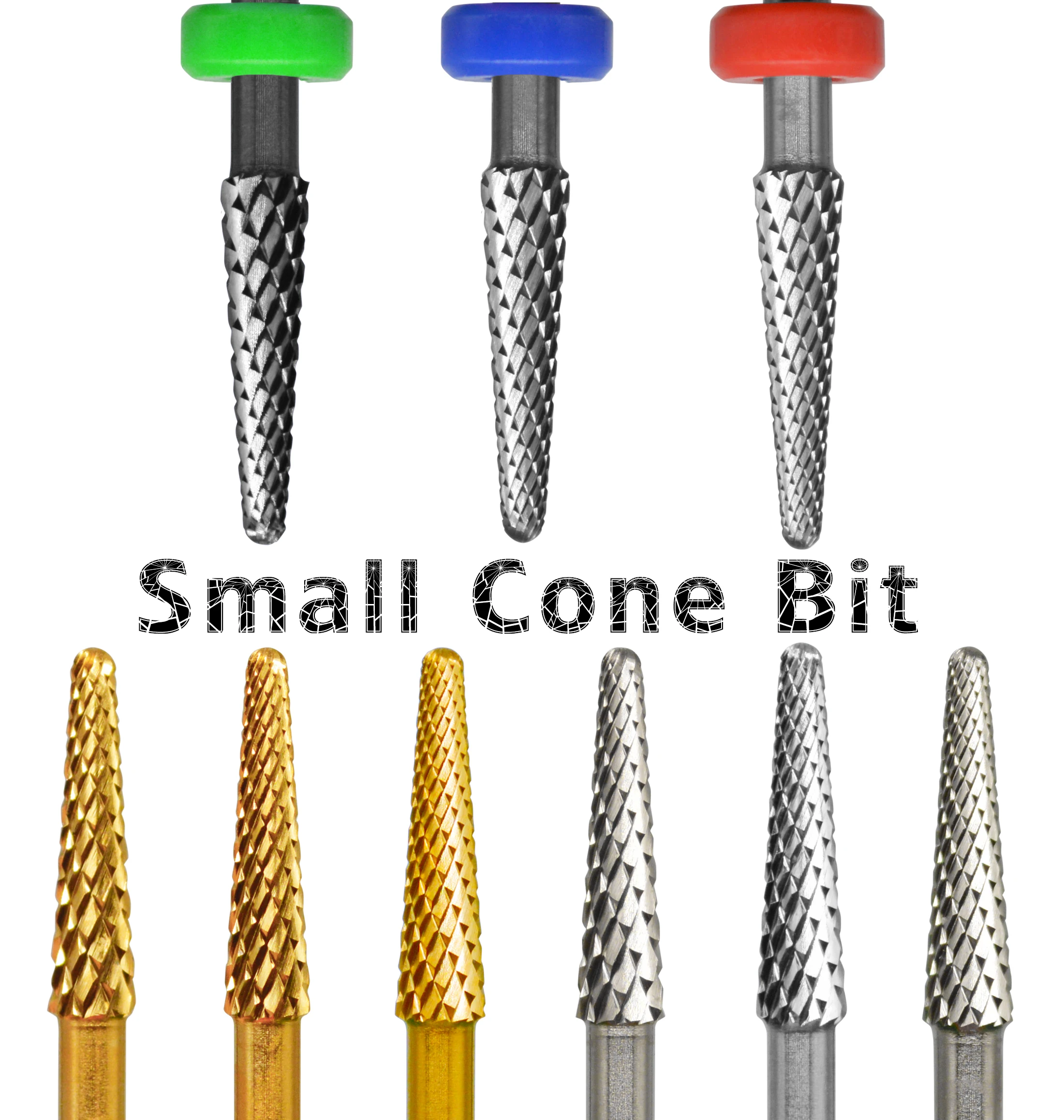 RolinStar 3.1mm Small Cone Gold Silver Cuticle Tungsten steel Carbide cuticle Clean nail drill bit dead skin manicure pedicure