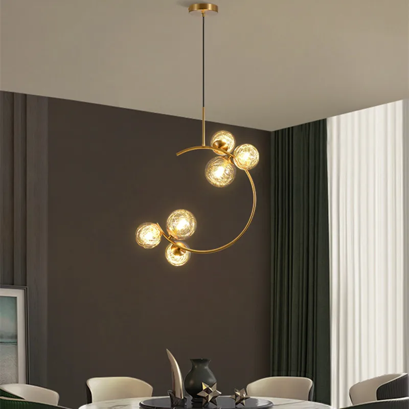 

Nordic circle chandelier gold designer glass chandalier light for Living room dinning room Bedroom kitchen island hallway light