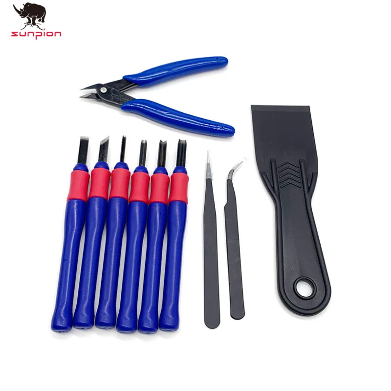 3D Printer Parts Repair Knife Tweezers Spade Clipper Tool Kit Set for 3D Printed Model Deburring Clean-up 10pcs/set