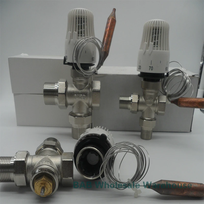 Brass three way valve thermostatic radiator valve for heating system T type temperature controller valve energy save 30-70degree