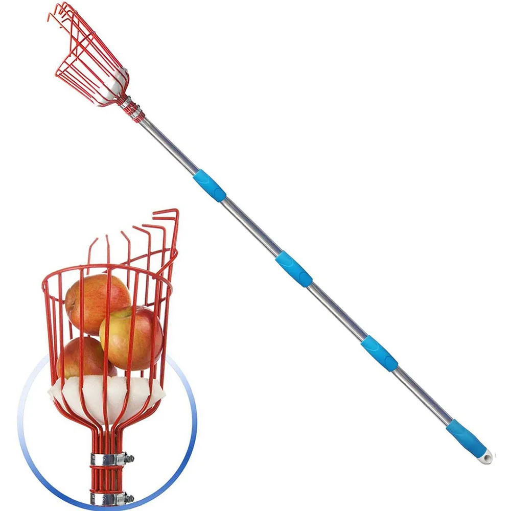 Recolector de frutas ajustable de 260cm, cesta profunda para recolección conveniente, recolector de manzana, melocotón, herramientas de jardín