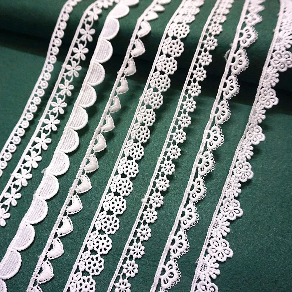 5yards White Cotton Embroidered Lace Trim Ribbons Fabric DIY Handmade Craft Materials Sewing Clothes Apparel Accessories