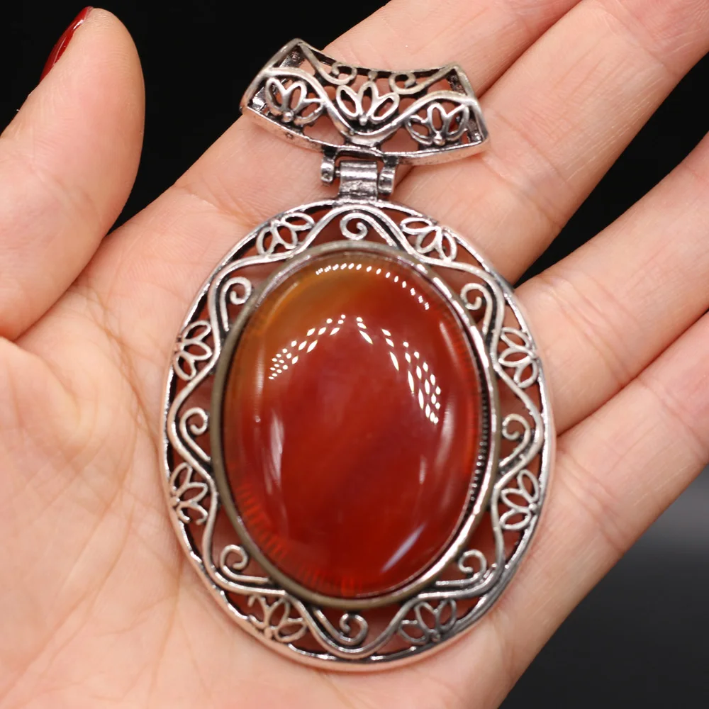 Natural Stone Pendant Red Stripe Agates Lapis lazuli Crystal for Trendy Jewelry Making Women Pendant Necklace Crafts
