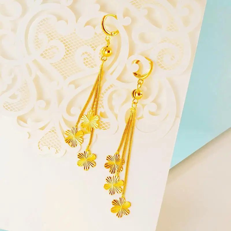 18K Gold Plated Dangle Earrings for Women Girls Heart Flower Long Tassel Drop Earrings 2021 New Statement Gold Jewelry Gifts