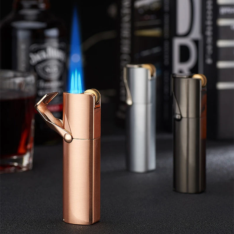 JOBON Upscale Flint Gas Lighters Turbo Lighter Long Fixed Flame Metal 1300C Jet Three Gadgets for Men