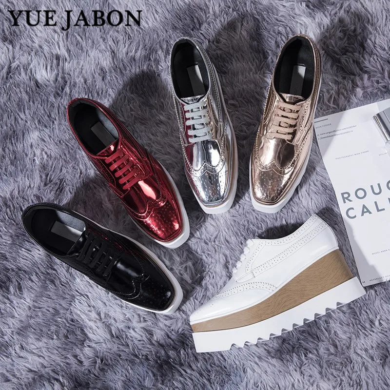 NEWEST Women Sneakers Genuine Leather Platform Black White Red Gold Casual Shoes Female Thick Bottom Star Style Breathable Shoes