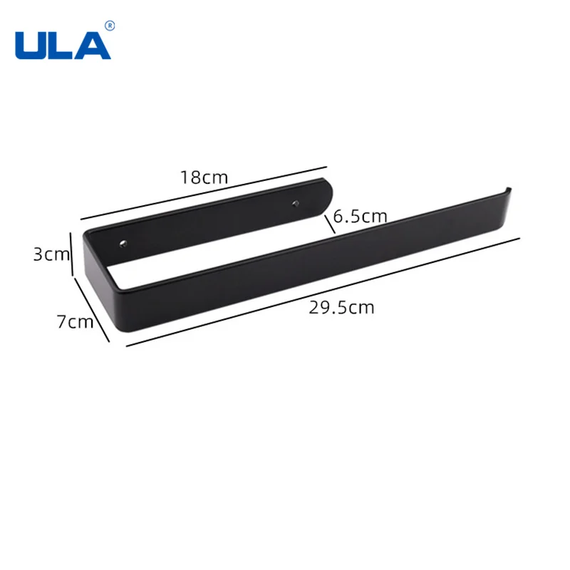 ULA Free Drill Black Bathroom Hardware Set Robe Hook Towel Rail Rack Bar Shelf Tissue Paper Toothbrush Holder Bath Accessories