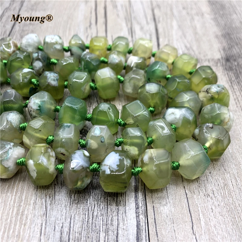 Green Cherry Quartz Agates Stone Beads,Faceted Loose Flat Cutting Nugget Necklace Bracelet Beads For DIY Jewelry MY210456