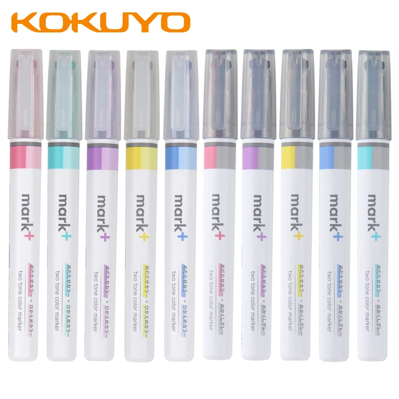 KOKUYO Beetle A Two-color Highlighter Color Marker Pen Student Office Stationery Light Color Dark Dark Thick Pen