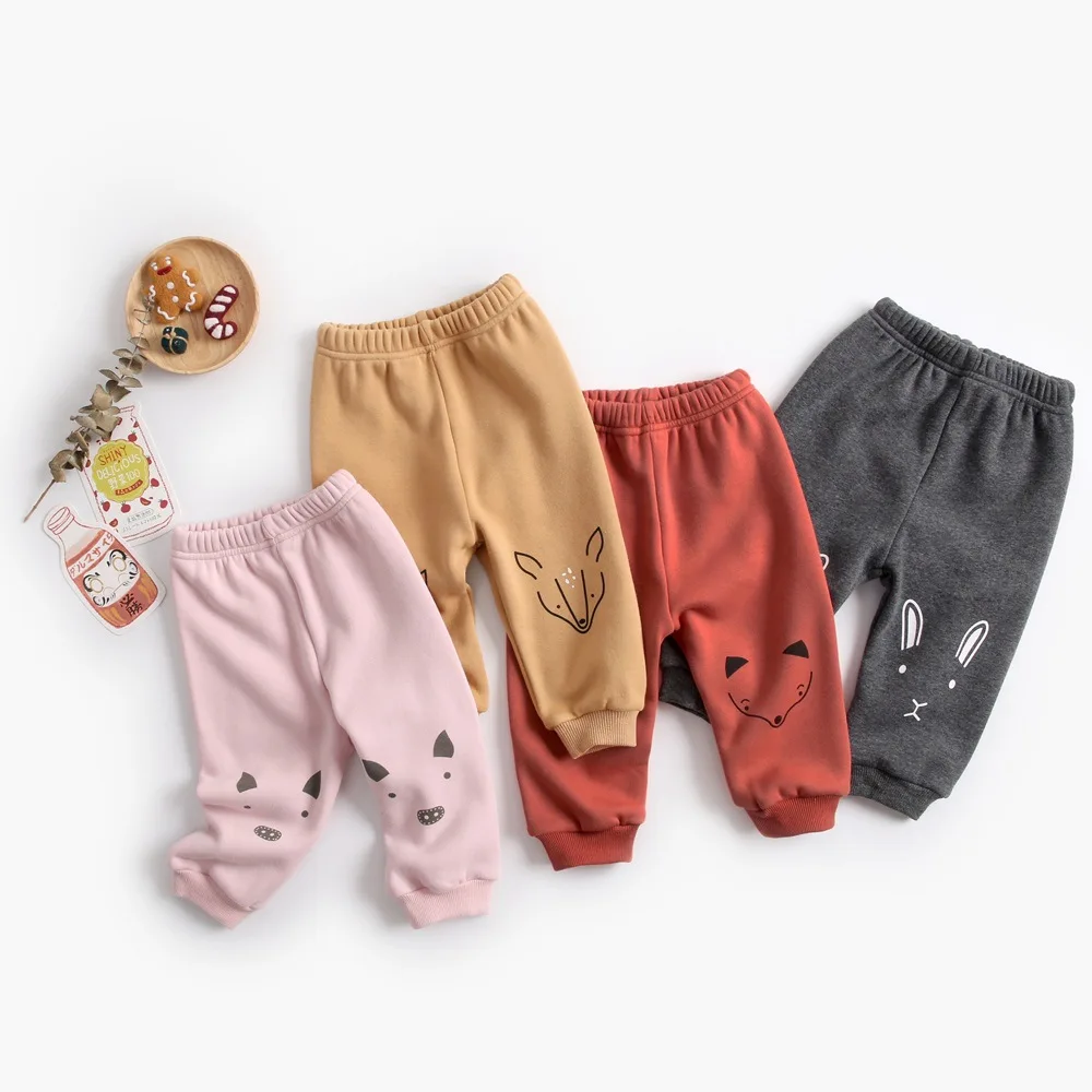 6-36M Newborn Kid Baby Boys Girls Clothes Winter Warm Fleece Pant Cute Sweet Cotoon Thick Trousers Cartoon Lovely Baby Clothing