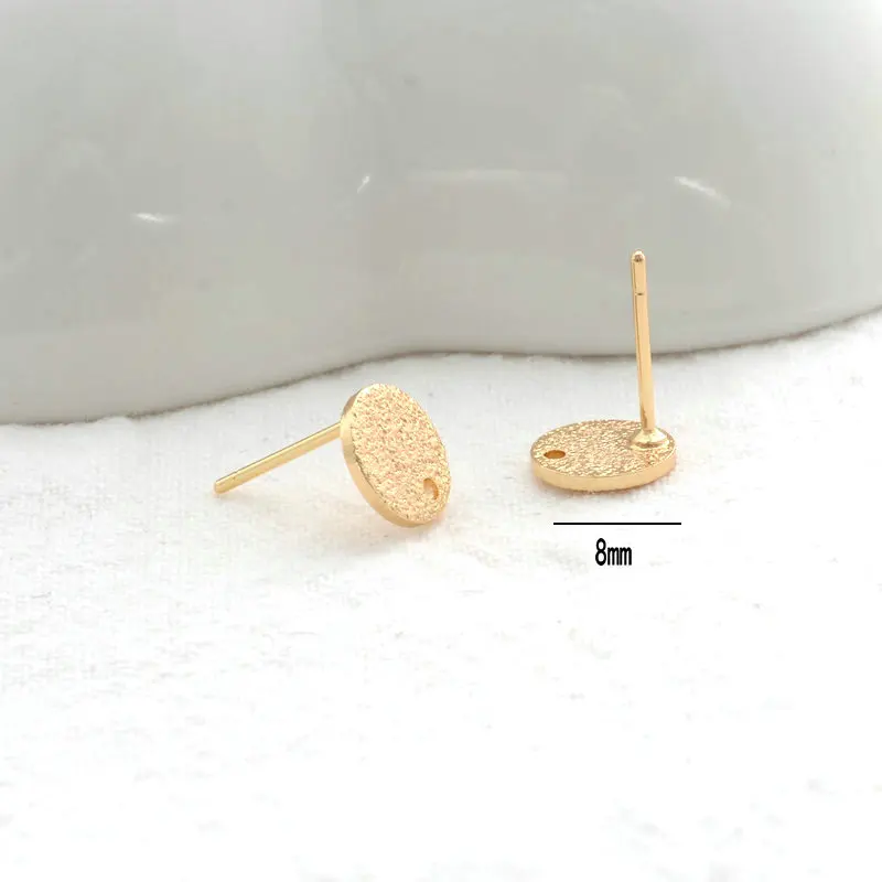 6PCS 8MM  14K Gold Plated  Round Earrings Stud Earring Findings For DIY Earrings Jewelry Accessory