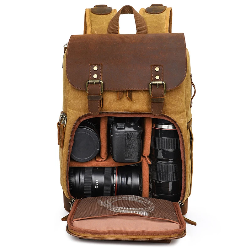 DSLR Camera Bag Backpack Batik Canvas Waterproof Photography Backpack Outdoor Wear-Resistant For Canon Nikon Fit 15.4inch Laptop