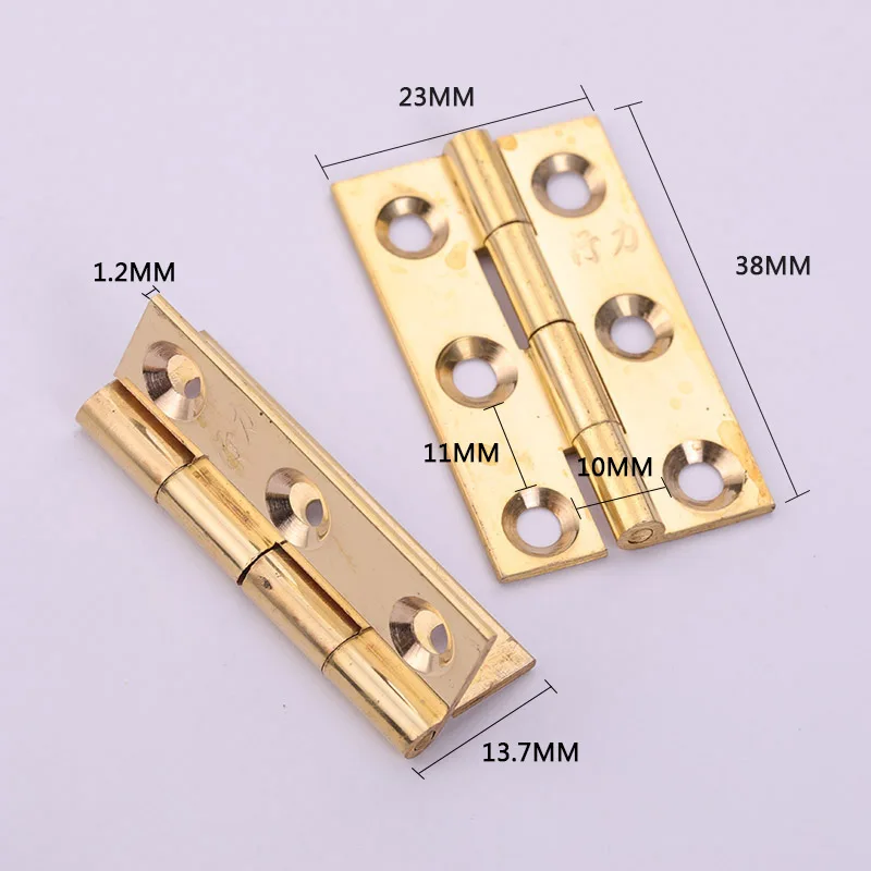 2 Pcs/Lot Brass Furniture Hinge 38 mm Door Kitchen Furniture Woodworking Accessories Durable Connector Hardware 6 Holes 1 Inch