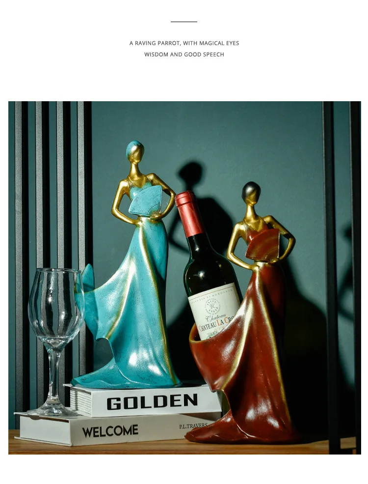 Creative Wine Holder Women Shaped Sculpture Tabletop Centerpiece Wine Bottle Holders Figurine Kitchen Decoration Accessory