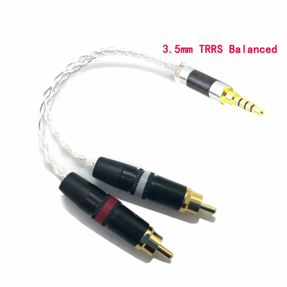 Thouliess Hi-end 2.5mm TRRS/4.4mm Balanced Male 3.5mm Jack to RCA Plug Aux Cable 8x 1.0mm Silver Wire Headphone Amp