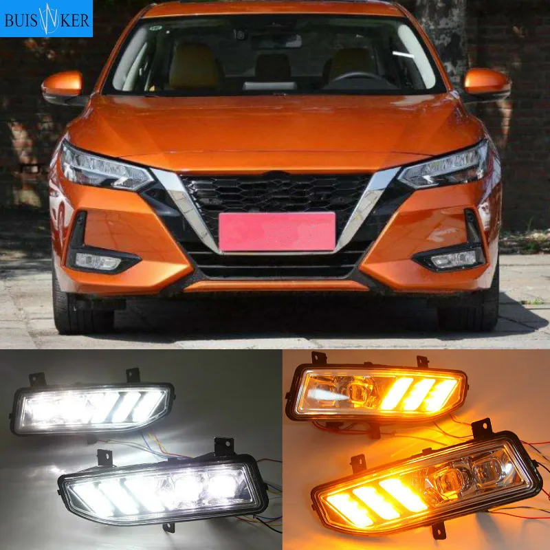 2Pcs LED Daytime Running Light Car Accessories Waterproof 12V DRL Fog Lamp Decoration For Nissan Sentra Sylphy 2019 2020