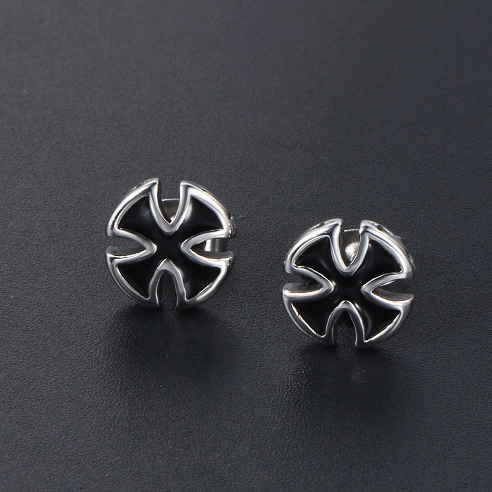 Vintage German World War II Iron Cross Earrings Men's Punk Cyclist Stainless Steel Earrings For Men Fashion Jewelry Gifts