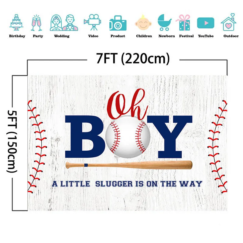 Mocsicka Een Beetje Slugger Is Op De Weg Achtergrond Oh Jongen Verjaardagsfeestje Baseball Baby Douche Fotografie Achtergrond Fotostudio