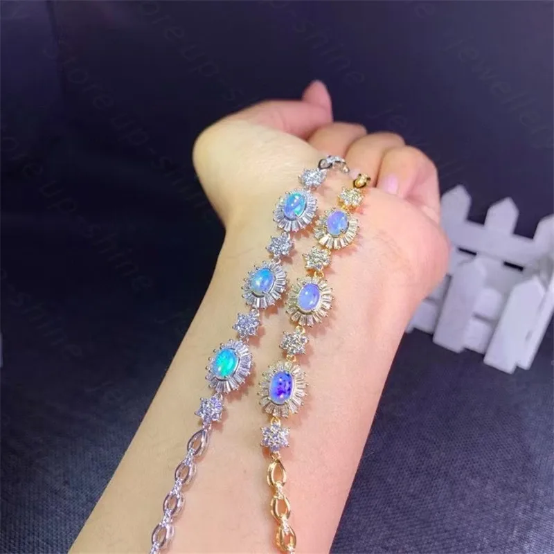 

Summer new style 925 silver inlaid natural opal bracelet, women's bracelet, fine inlaid, luxurious atmosphere