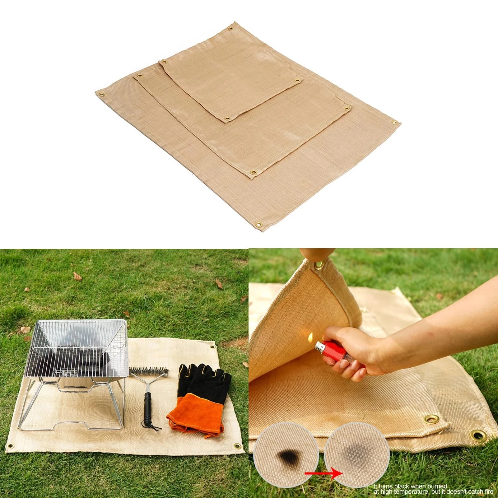 

Camping Fireproof Cloth Glass Fiber Fire Retardant Blanket Fireproof Thermal Resistant Cloth Outdoor Camping Picnic Barbecue Mat