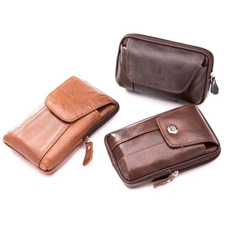 2020 New Popular Men's 6-Size Running Bag Leather Belt Multi-Function Leather Phone Bag Spot Wholesale