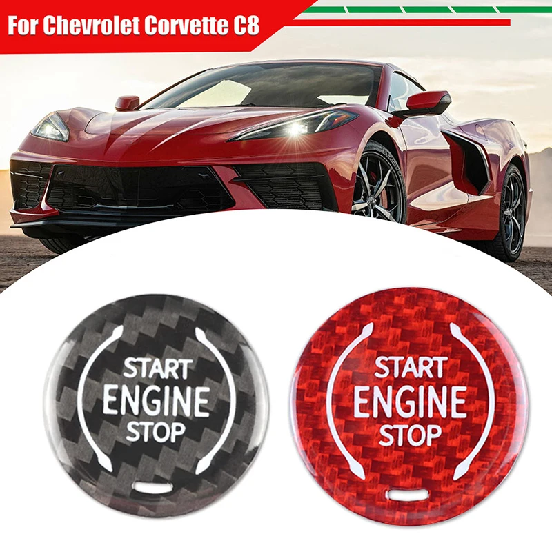 

Car Real Carbon Fiber Engine Start Button Sticker Trim Car Accessories Fit For Chevy Chevrolet Corvette C8 Z51 2020 2021 2022