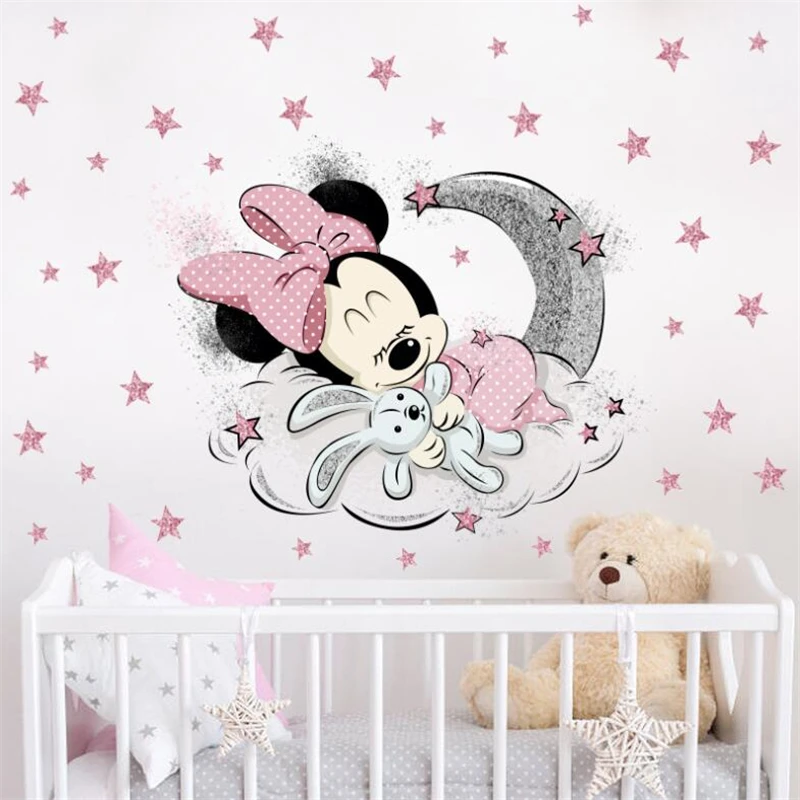 3D Cartoon Mickey Minnie Mouse baby home decals wall stickers for kids room  Princess Room Kindergarten Sticker