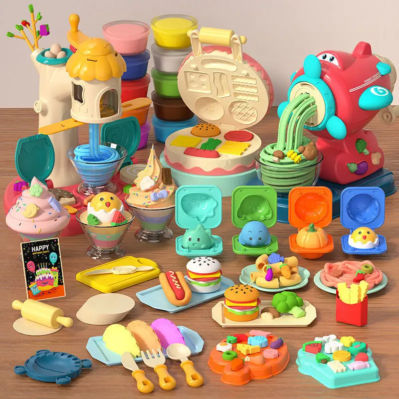 PUXIDA Color Mud Gel Plasticine Ice Cream Machine High Imitation Mold Tool For 3+ Children DIY Pretend Play Set Gift Pack