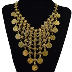 Bohemian Women Gypsy Pakistan Gold Silver Color Coin Tassel Necklace Classic Vintage Turkish Indian Ethnic Afghan Dress Jewelry