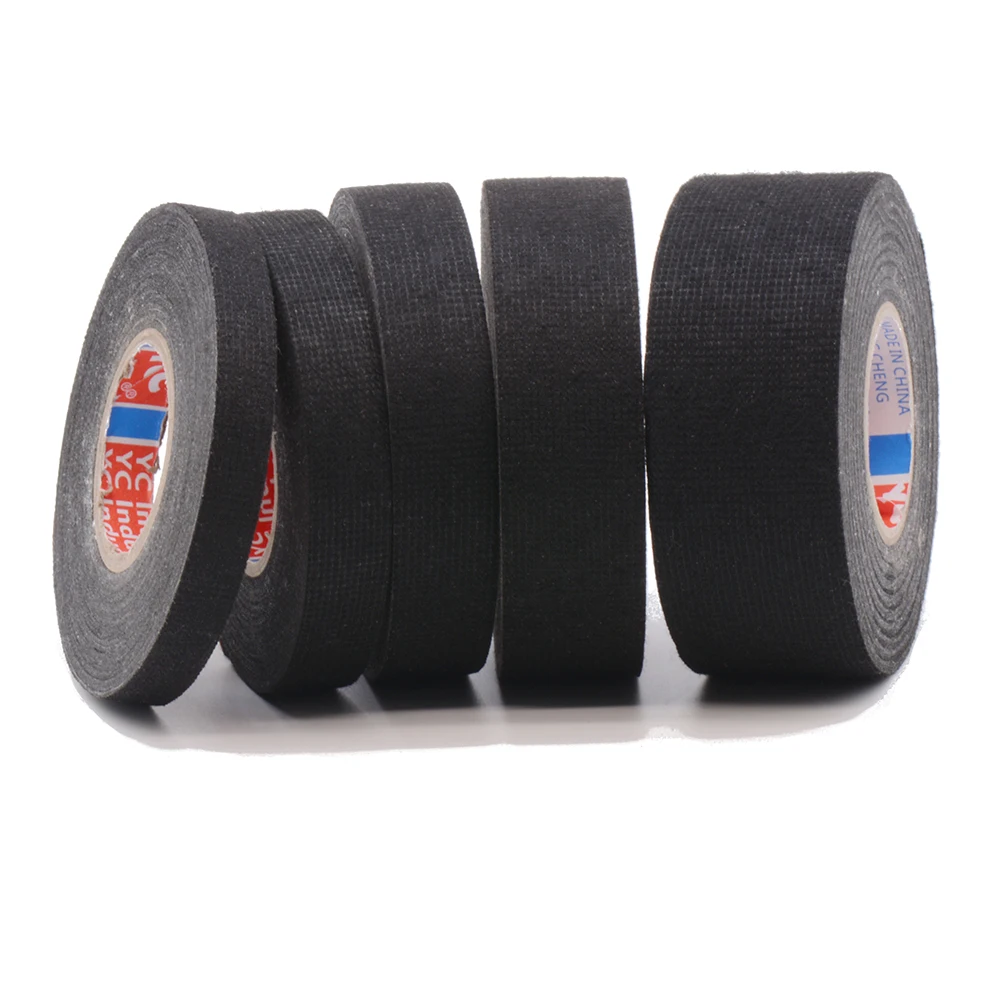 Black Wire Harness Tape Width 9/15/19/25/32mm Length 15/20M Heat-resistant Wiring Tapes Electrical Cable Organization Protection