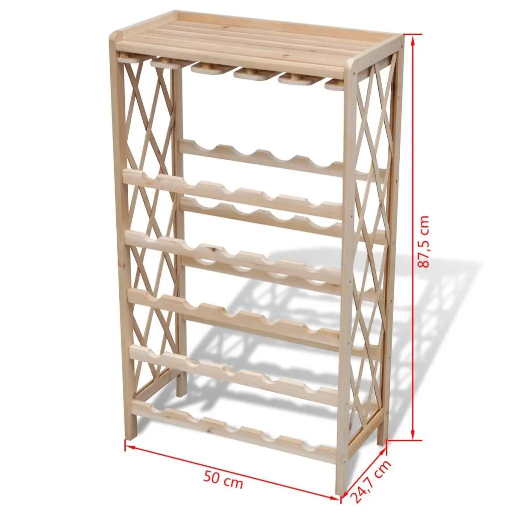 19.7x9.7x34.4 Inch Wine Rack for 25 Bottles Solid Fir Wood Storage Organizer Display Shelf Table[US-Depot]