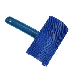 Blue Rubber Wood Grain Paint Roller DIY Graining Painting Tool Wood Grain Pattern Wall Painting Roller with Handle Home Tool