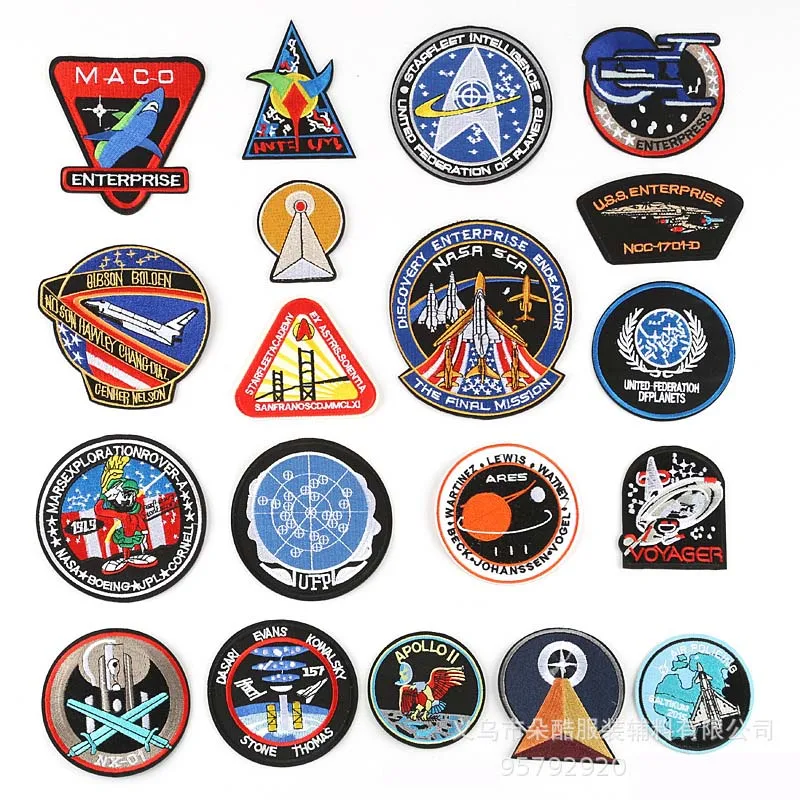 High Quality Space Apollo Theme  Iron On Embroidered Clothes Patches For Clothing Stickers Garment Wholesale