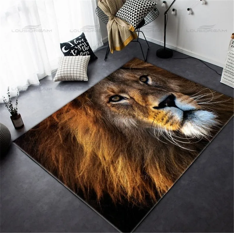 3D Lion Carpet Ferocious Lion Carpet Modern Home Living Room Floor Mat Bedroom Rug