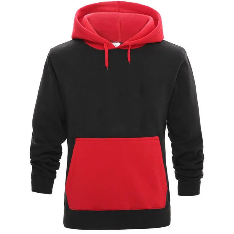 Contrast men's hoodie solid color sweatshirt men's 2019 fashion men's pullover fleece autumn and winter sportswear