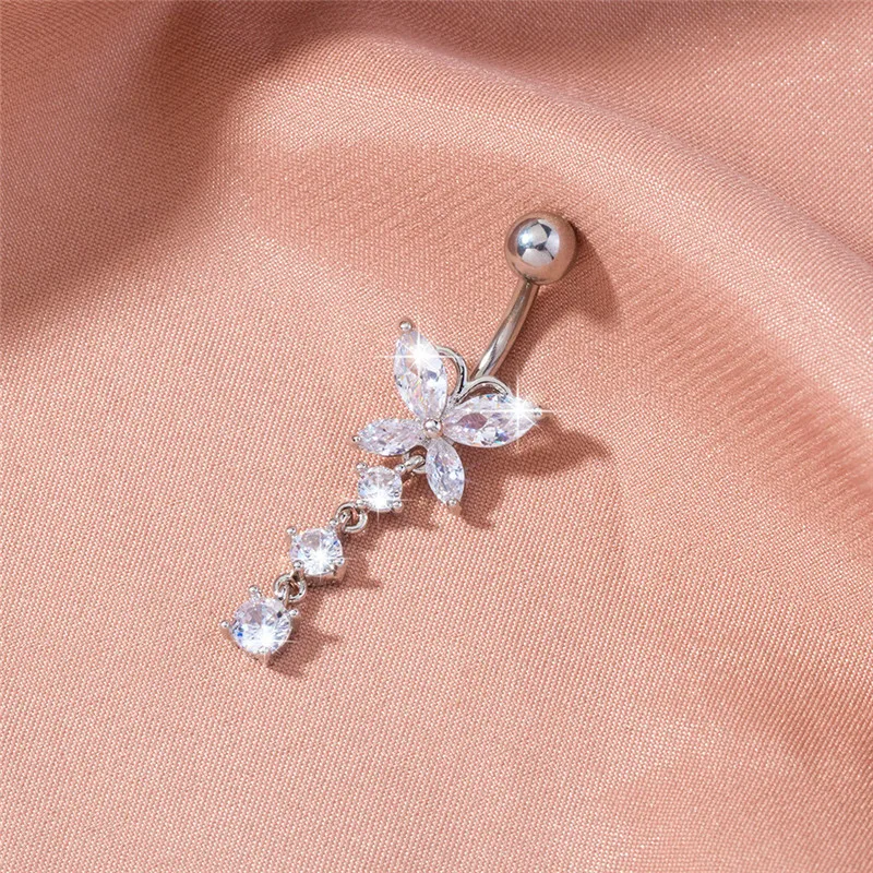 

Zircon Butterfly Pendant Crystal Belly Button Rings Piercing Navel Nail Body Jewelry for Women Fashion Body Piercing Jewelry