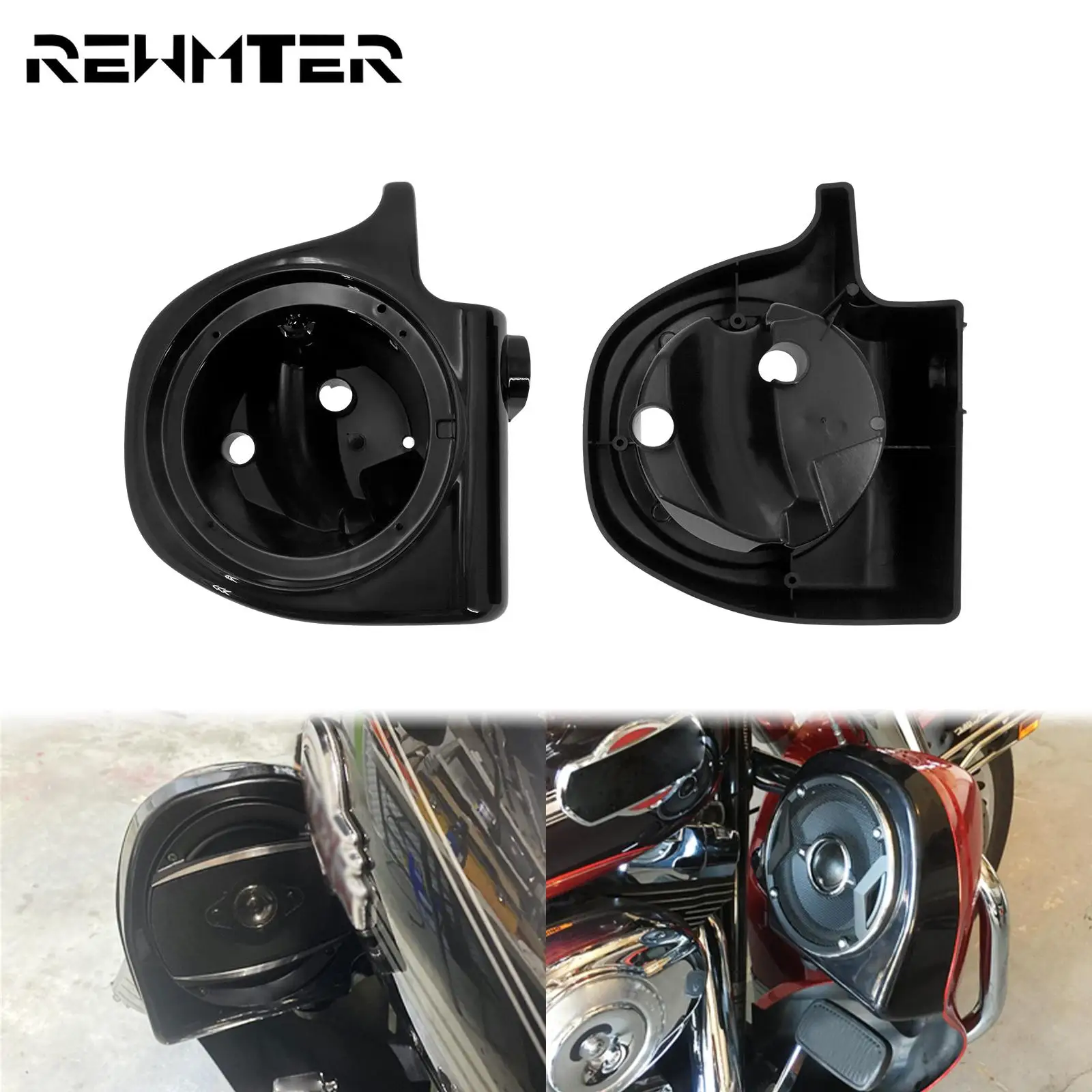 

Motorcycle Black 6.5" Speaker Pods Boxes Lower Vented Fairing For Harley Touring Ultra Classic Street Electra Glide FLH 93-2013