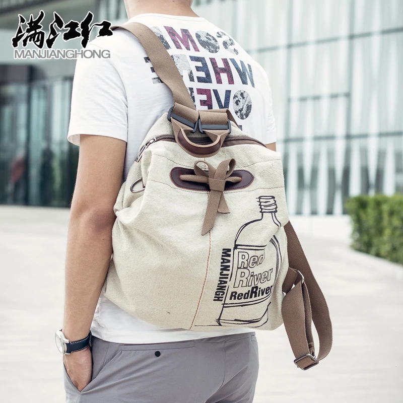 Mochila de lona Vintage para hombre, bolso escolar de viaje, bolsos de hombro de gran capacidad para ordenador portátil