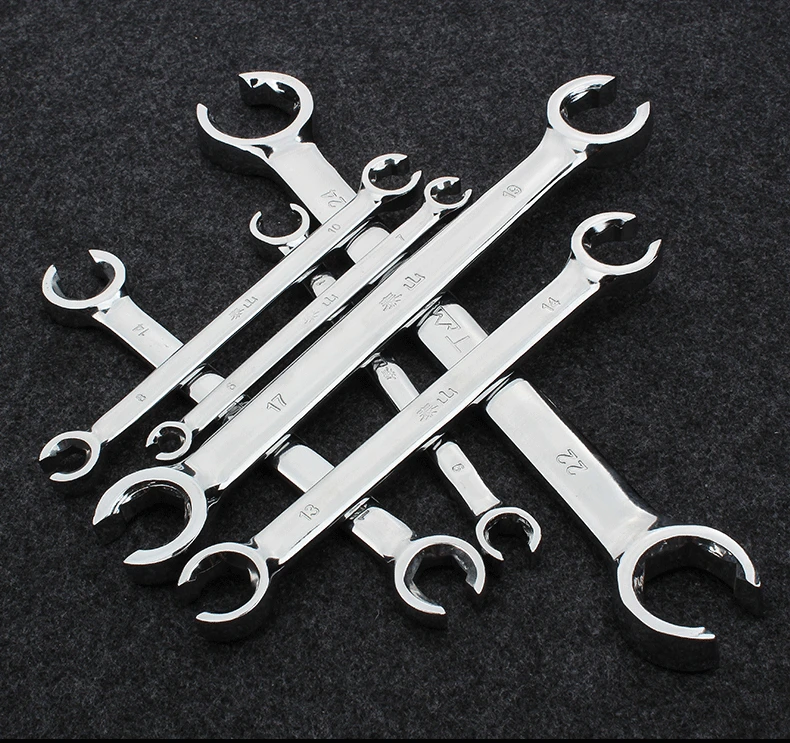 Flare Wrench Double Open Spanner Set for Car Repair Silver Mirro Finished Flare Nut Wrenches Set