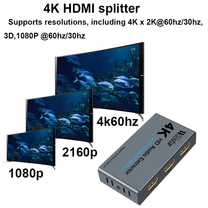 4K HDMI to HDMI Optical SPDIF 3.5mm audio Adapter Converters HDMI Audio Extractor Converter Audio Splitter For TV DVD